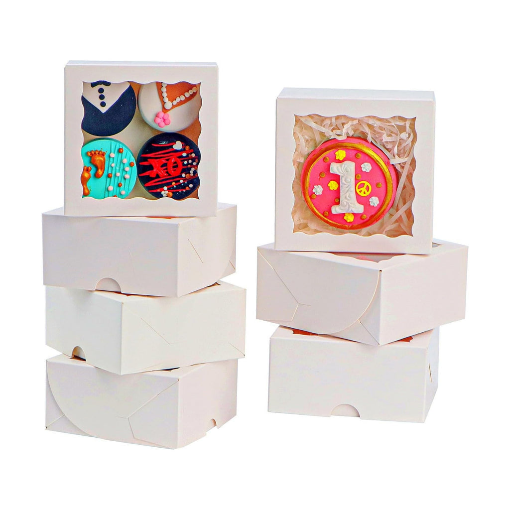 100Pack 4x4x2 Inch White Simple Elegant Bakery Boxes