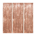 DECOCKRAT 3 Pack Foil Fringe Backdrop - Rose Gold Shiny Tinsel Curtains for Party Decoration/Photo Booth Props - 3.3x8.2 FT Metallic Foil Backdrop for Birthday, Wedding, Graduation, Christmas.