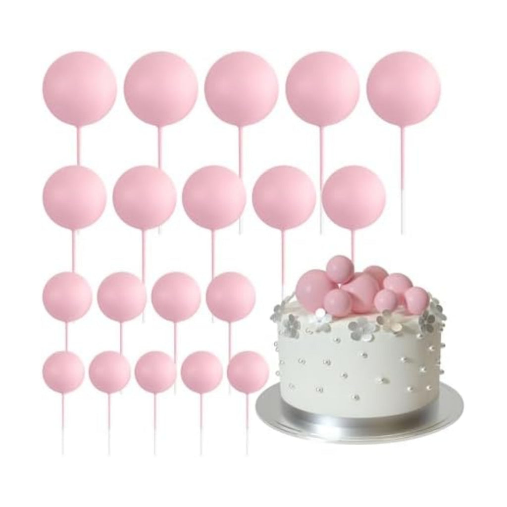 ASTARON 20 Pcs Foam Pink Balls Cake Topper Decorations for Birthday Cake