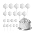 ASTARON 20 Pcs Foam White Balls Cake Topper Decorations for Birthday Cake
