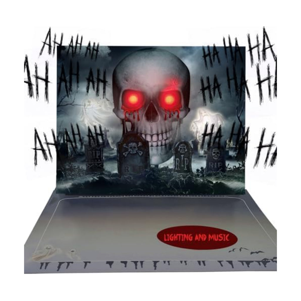 3D Greeting Pop Up Halloween Card with light and music, For Kids, Friend, Boyfriend, Girlfriend, Husband, Him, Women - Skull, Trick Or Treat, Ghost, Pumpkin Envelope