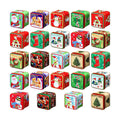 Domensi 24 Pcs Christmas Cookie Tins with Lids Square Candy Metal Cookie Tins Empty Retro Xmas Metal Gift Box Large Capacity Xmas Tin Containers for Holiday Storing Cookies Candies Treat (square)