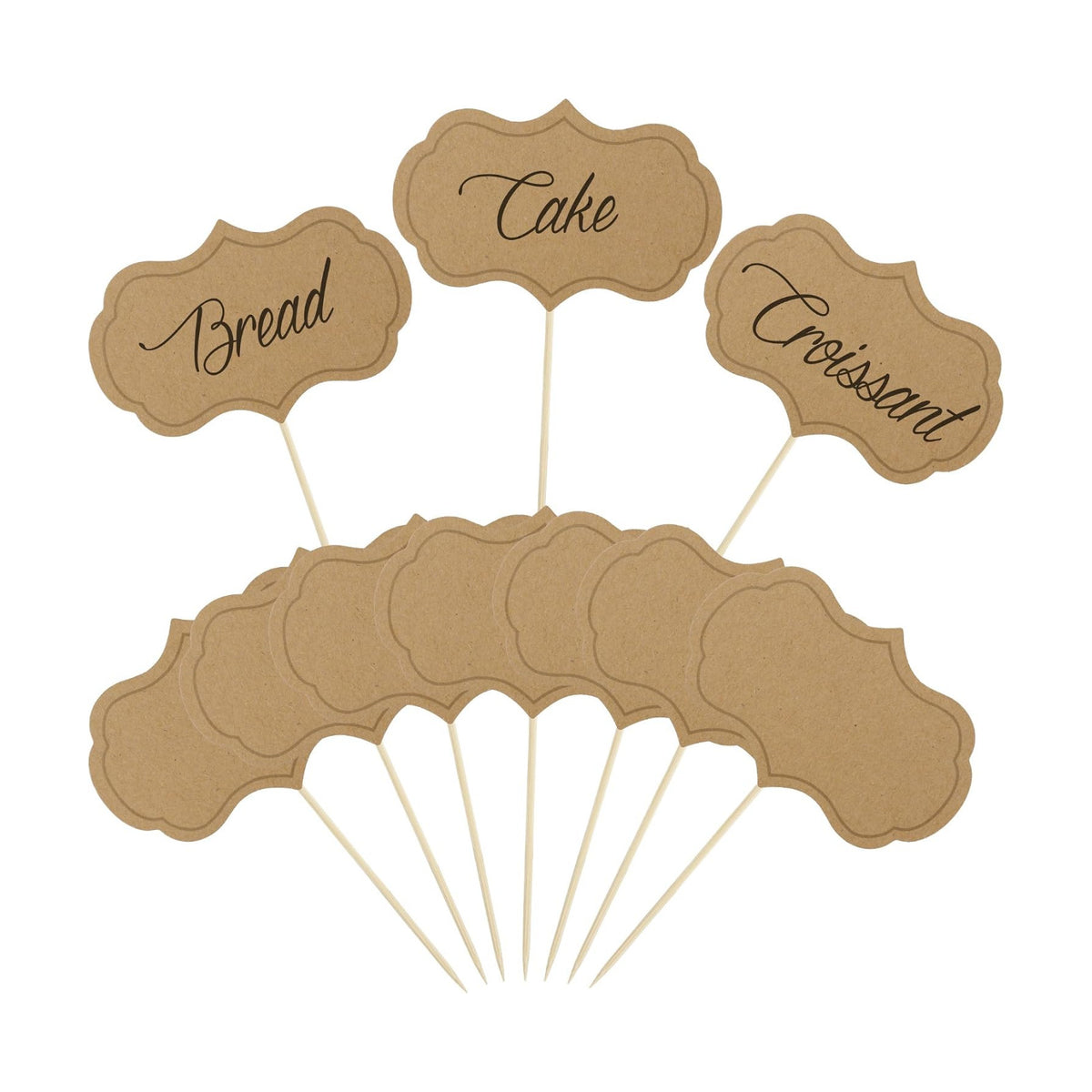 Cupcake Toppers Picks, Buffet Labels for Charcuterie Board, 24 Pieces Buffet Cheese Labels, Cake Toppers, Food Picks for Kids, Chalkboard Cupcake Toppers Picks for Wedding Birthday Party Decor, Brown