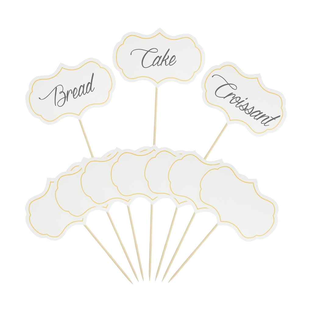 Cheese Markers, Charcuterie Boards Accessories, 24 Pieces Food Labels for Party Buffet, Blank Toothpick Flags, Cake Toppers, Chalkboard Cupcake Toppers Picks for Wedding Birthday Party Decor, White