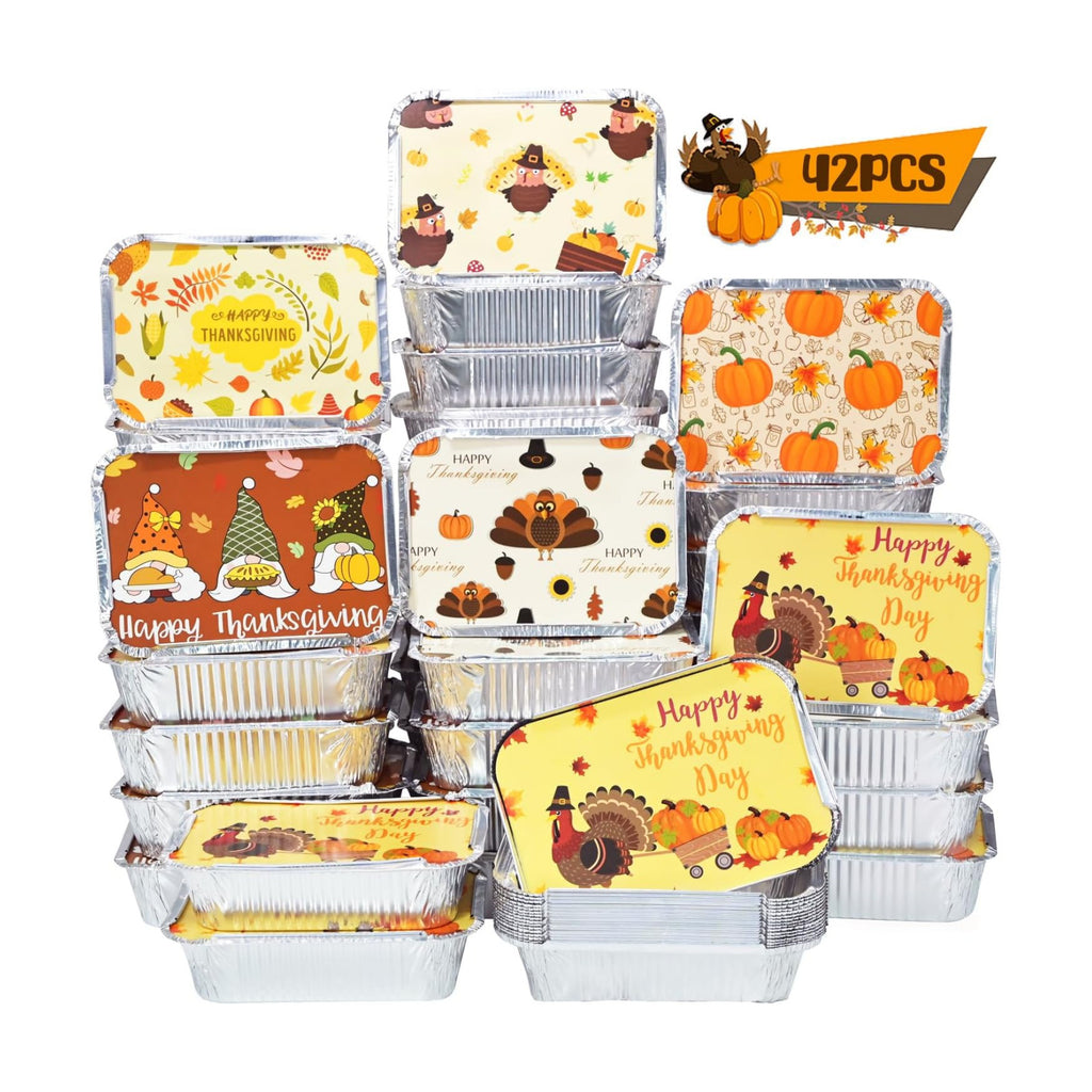 42Pcs Thanksgiving Leftover Containers with Lids, Tin Foil Containers