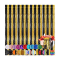 Black Gold Tinsel Backdrop Foil Fringe Curtains, 4 Pack Party Decor