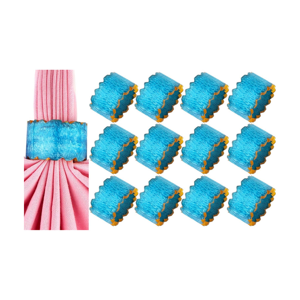 Alpha Living Home Epoxy Resin Napkin Rings, Blue Gold, 12-Pack
