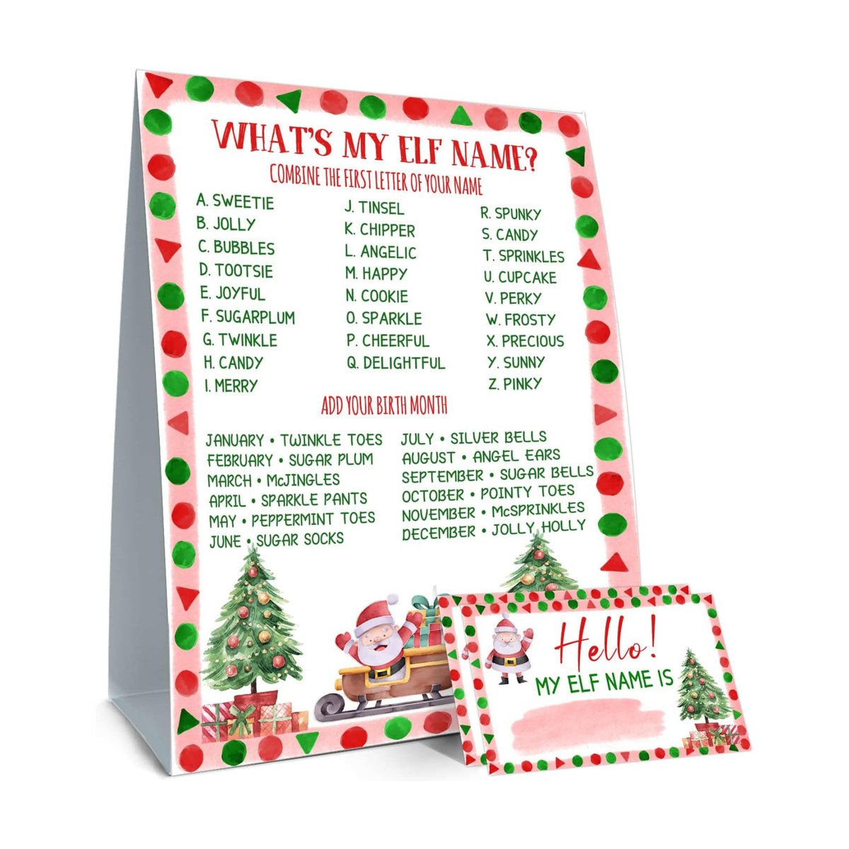 Christmas Party Decorations, What's Your ELF Name , with 1 ELF Themed Sign and 30 Name Stickers, Christmas Party ,Birthday Party Activities for Adults ,Activity Game for Class Graduation