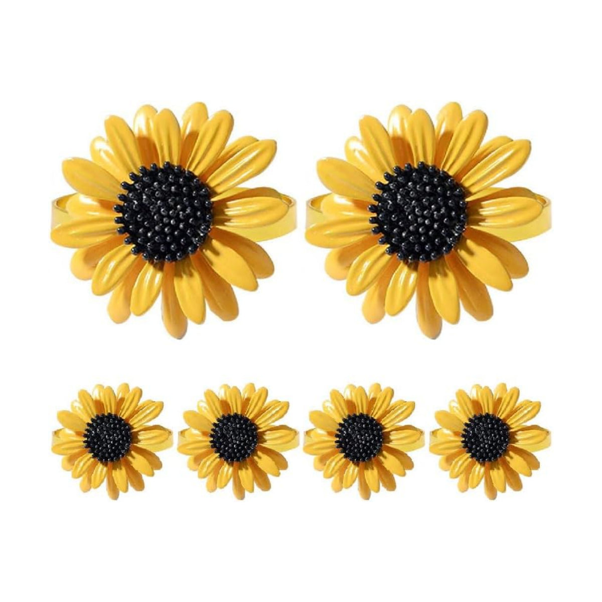 Napkin Rings Set of 6 Sunflower Metal Napkin Rings Holder Fall Napkin Rings for Dinner Wedding Holiday Christmas Thanksgiving,Party Banquet Buffet Table Setting (Sunflower)