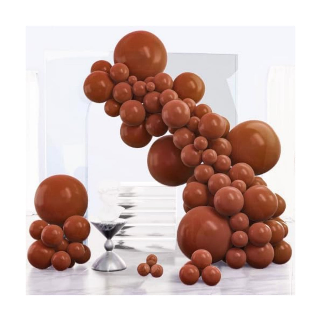 PartyWoo Dark Brown Balloons 140pcs Boho Neutral Coffee Tan Different Sizes