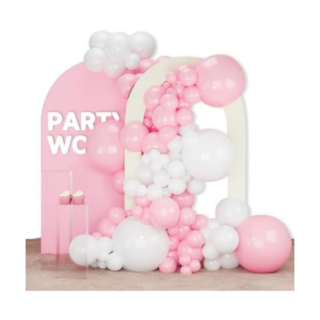 PartyWoo Pastel Pink and White Balloon Arch Kit 140pcs Different Sizes