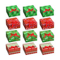 Blulu 12 Pack Christmas Gift Boxes with Lids Present Candy Cookie Boxes Christmas Gift Box with Ribbon Xmas Holiday Cupcakes Box for Pastries Donuts Treat Gifts Party Favors, 6.7 x 6.7 x 3.5 Inches