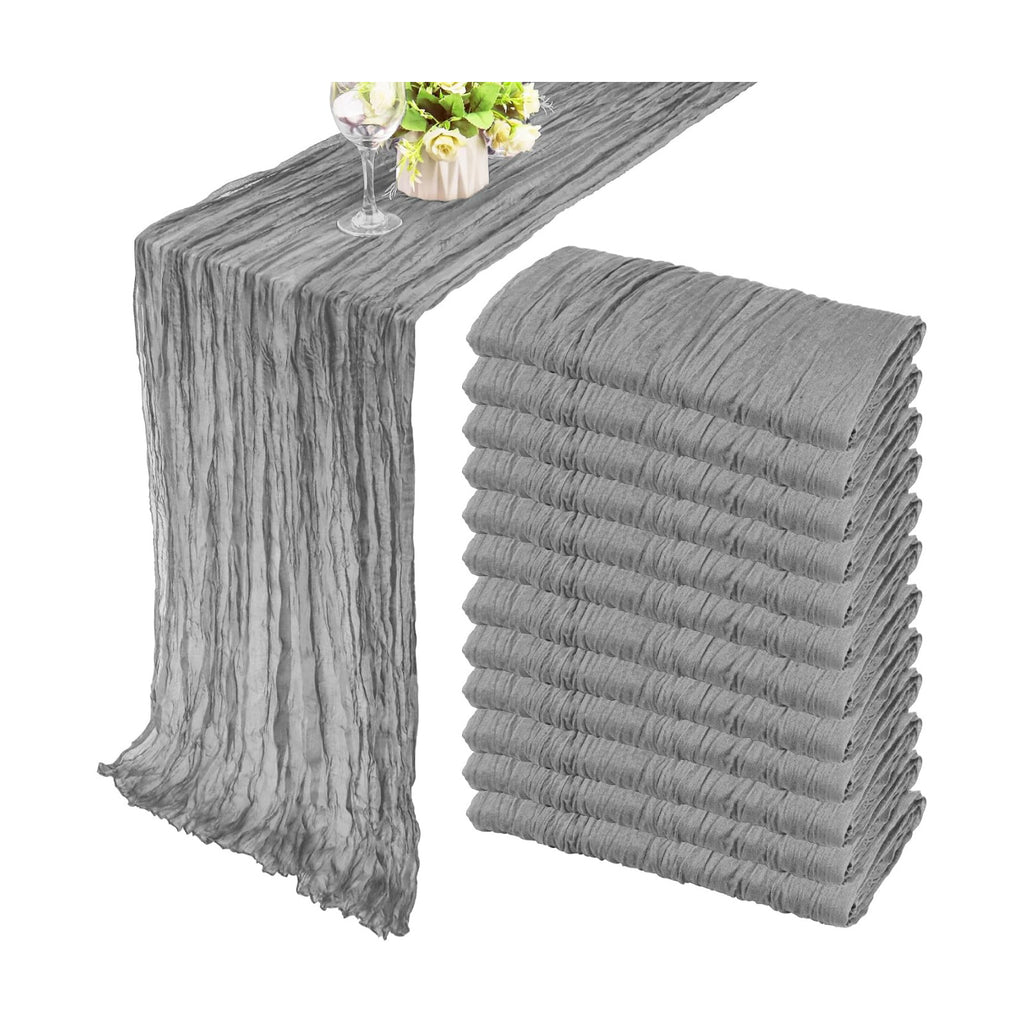 35x72 Inch Gray Cheesecloth Table Runner Rustic Boho Wedding Party Decor