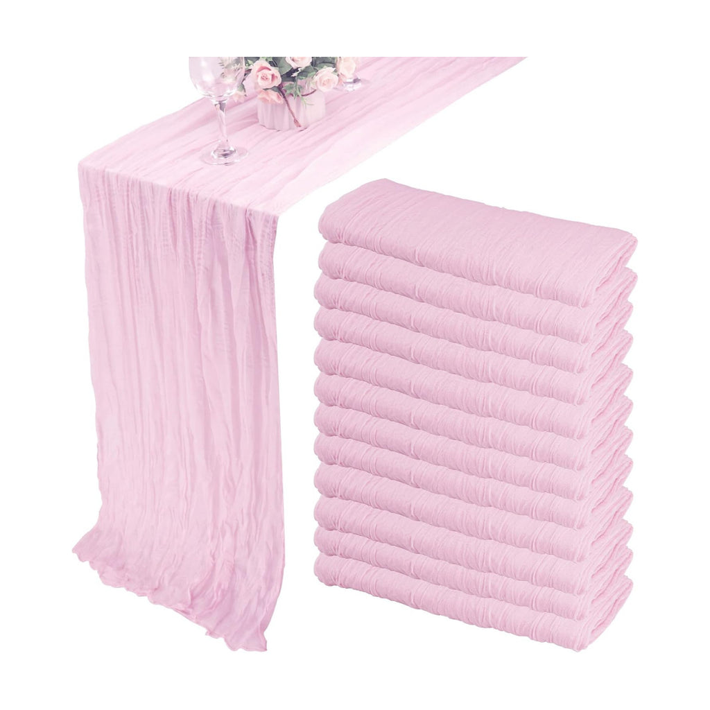 35x72 Inch Pink Cheesecloth Table Runner Boho Wedding Birthday Party Decor
