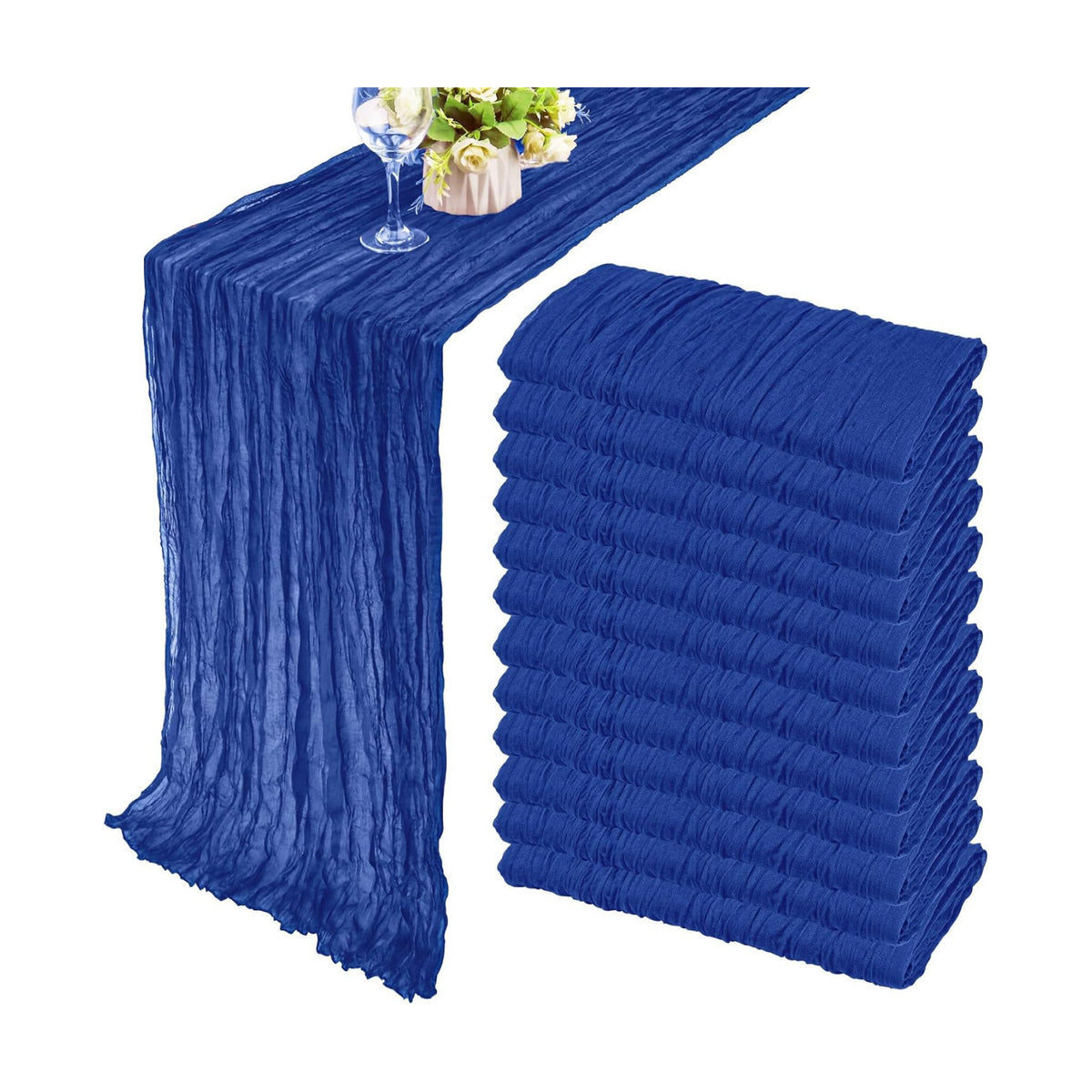 35x72 Inch Royal Blue Cheesecloth Table Runner Wedding Birthday Decor