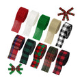 Whaline 10 Rolls 50 Yards Christmas Burlap Ribbon Rolls 1 Inch Wired Plaid Wrapping Ribbons Xmas Decorative Ribbon for Wreath Bow Gift Decor