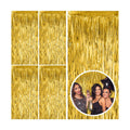 5 Pack Gold Fringe Curtain Backdrop Tinsel Streamers Birthday Party Decorations Christmas Photo Booth Backdrop Halloween New Year Graduation Baby Shower Theme Party Decorations