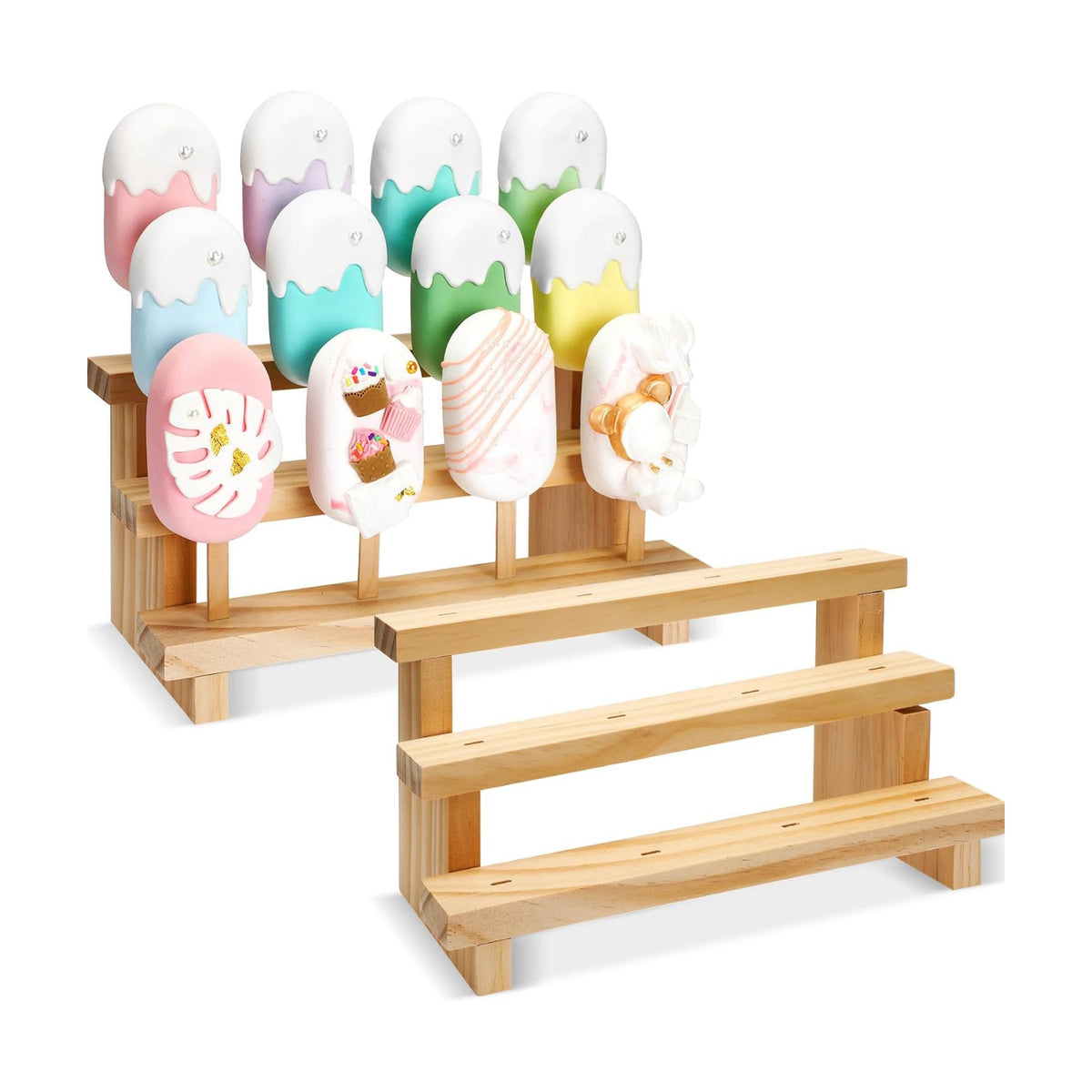 Bokon 2 Pcs Wood Cakesicle Stand for Wedding Birthday Baby Shower Party