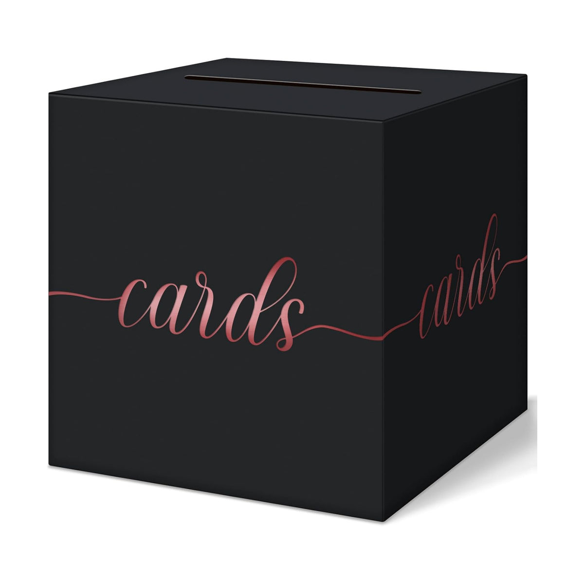 QIKSION Elegant Black Card Box for Party, Rose Gold Foil Wedding Card Box