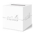 Elegant Wedding Card Box, Silver Foil Gift Card Box Holder for Party, White