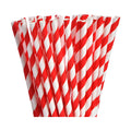 ALINK 100 Red Striped Paper Straws, 7.75 Inch x 0.25 Inch Party Straws