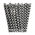 ALINK 100 Black and White Checkered Racing Paper Straws, Biodegradable Disposable Drinking Straws for Brithday, New Year, Party Decoration Supplies