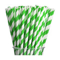ALINK 100 Green and White Striped Paper Straws, Biodegradable Disposable Drinking Straws for Smoothie, Brithday, New Year, Party Decoration Supplies