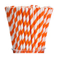 ALINK 100 Orange and White Paper Straws, 7.75 in Striped Spritz Straws
