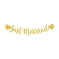 BEISHIDA Gold Just Married Banner - NO DIY, Glitter Wedding Party Banner,Just Married Signs, Bachelorette/Bridal Garland,Engagement Party Decor Supplies, Wedding Reception Party Decorations.