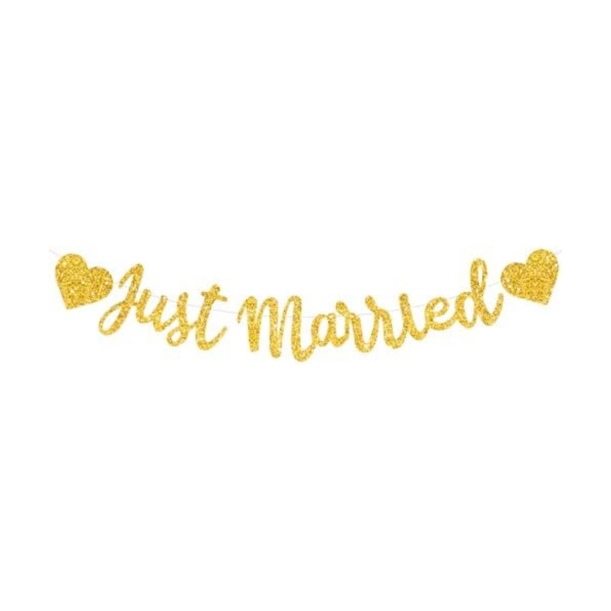 BEISHIDA Gold Just Married Banner - NO DIY, Glitter Wedding Party Banner,Just Married Signs, Bachelorette/Bridal Garland,Engagement Party Decor Supplies, Wedding Reception Party Decorations.