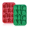 HKNMTT Christmas Silicone Chocolate Molds, 2 PCS Candy Baking Moulds, 3D Snowflake Cane Snowman Xmas Tree Gingerbread Man Santa Claus Gift Box Shape Mold for DIY Handmade Soap Candles Jello