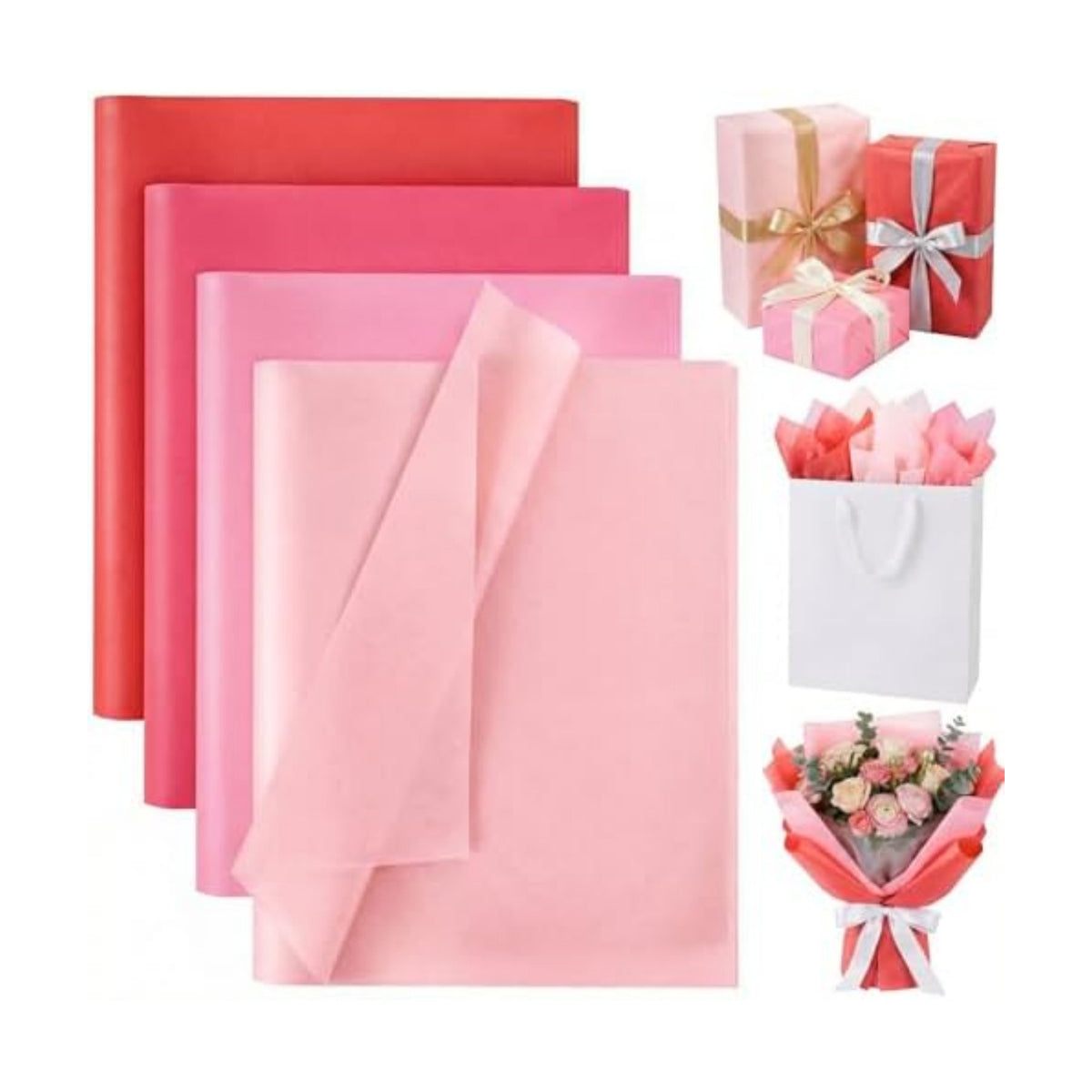 Shindel 120 Sheets Pink Tissue Paper, 20 X 14 inches