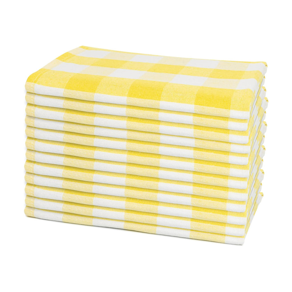 Yellow Cloth Napkins - Reusable Yellow Cotton Napkins - 100% Cotton, 12-Pack, 20"x20", Washable Checkered Plaid Table Napkins for Everyday Use and Parties, Weddings and Baby Showers (12 Pack)