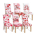 Hosuly 6 Pcs Valentine's Day Chair Covers Valentine's Day Print Red Pink Heart Gnome Truck Removable Seat Covers for Home Restaurant Decor or Hotel Restaurant Party Banquet