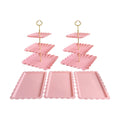 5 Pcs Cupcake Stand Set - Pink Plastic Dessert Table Display Set