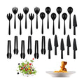 24 Pcs Disposable Plastic Serving Utensils Set Spoons Forks, Black