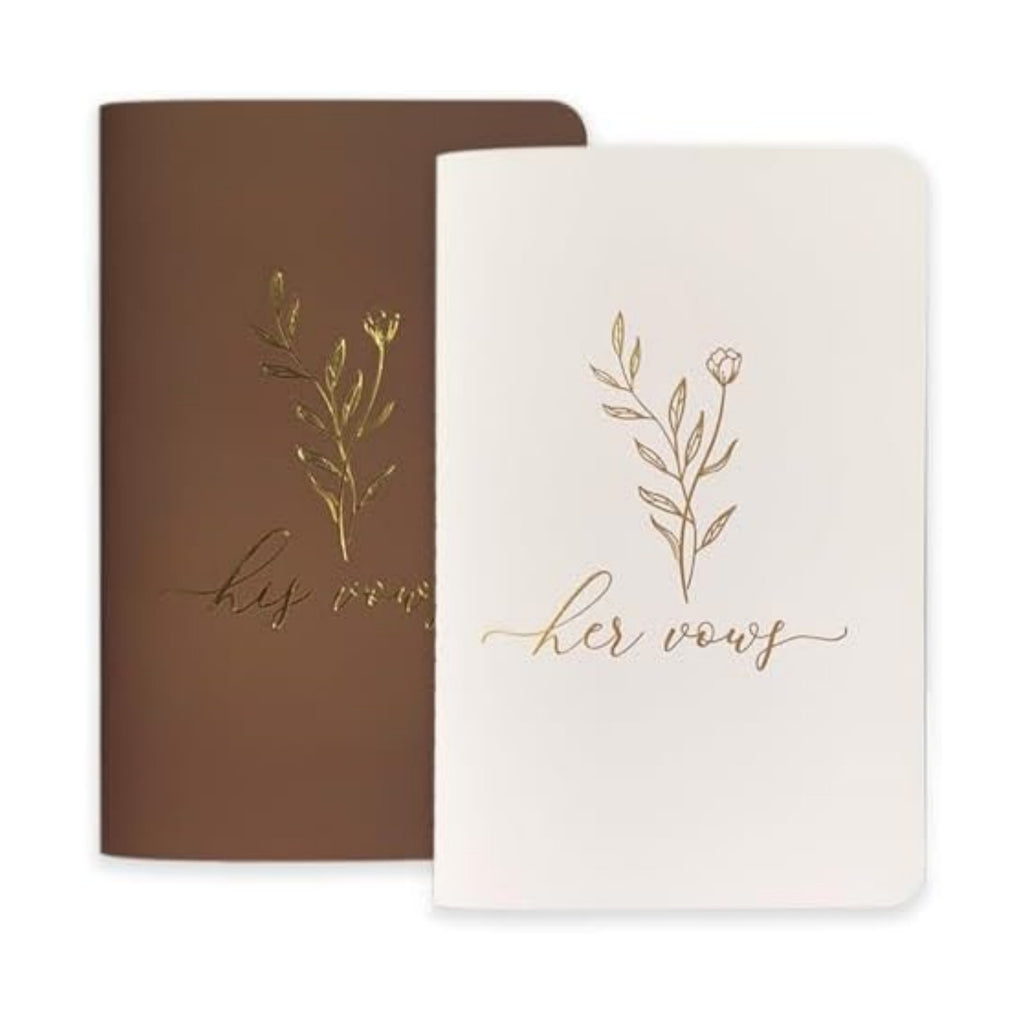 Vow Books Set of 2 Elegant His and Hers Vow Books 48 Pages Wedding Notebook With Plenty of Pages to Write Vows Wedding Vow Books with Gold Foil Floral Lettering Wedding Essentials for Bride Groom
