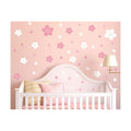 FLFK 55 Pcs Cherry Blossoms Wall Decals Peel and Stick Flower Wall Stickers for Nursery Living Room Bedroom Girls Room Home Decor