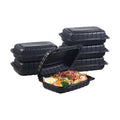 FULING 9X6 1-Compartment 50-Pack Plastic Clamshell Containers Food To Go Box Heavy Duty Disposable Hinged With Secure Snap Lid