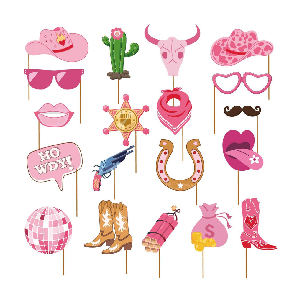 19 Pieces West Cowgirl Photo Booth Props Kit, Cowgirl Western Party Decorations Selfie Props for Western Cowboy Theme Party Favors Supplies (Cowgirl)