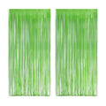 Lime Green Streamers Party Backdrop - GREATRIL Tinsel Curtain for St Patrick's Day/Frog/Wizard - 3.2ft X 8.2ft - 2 Packs