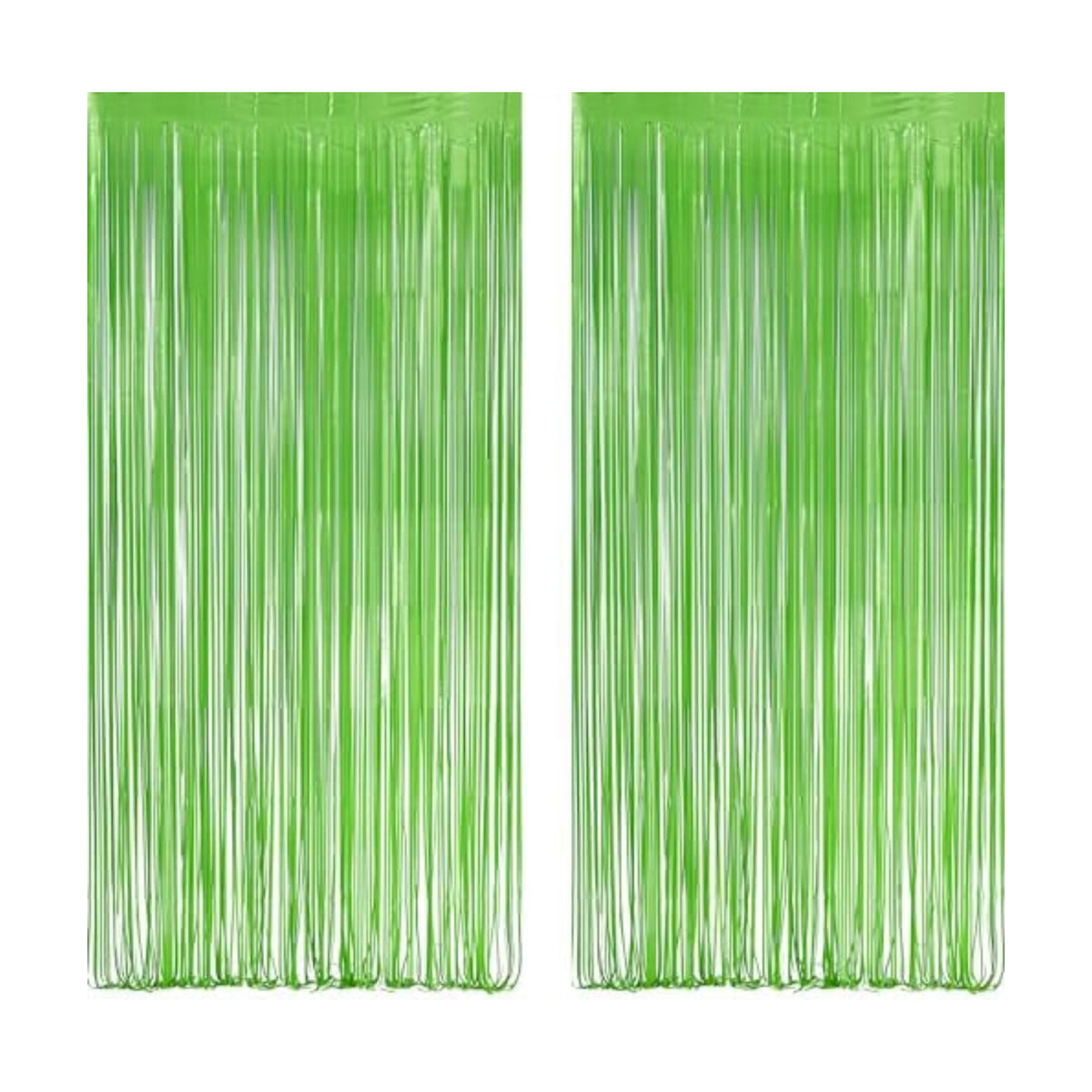 Lime Green Streamers Party Backdrop - GREATRIL Tinsel Curtain for St Patrick's Day/Frog/Wizard - 3.2ft X 8.2ft - 2 Packs