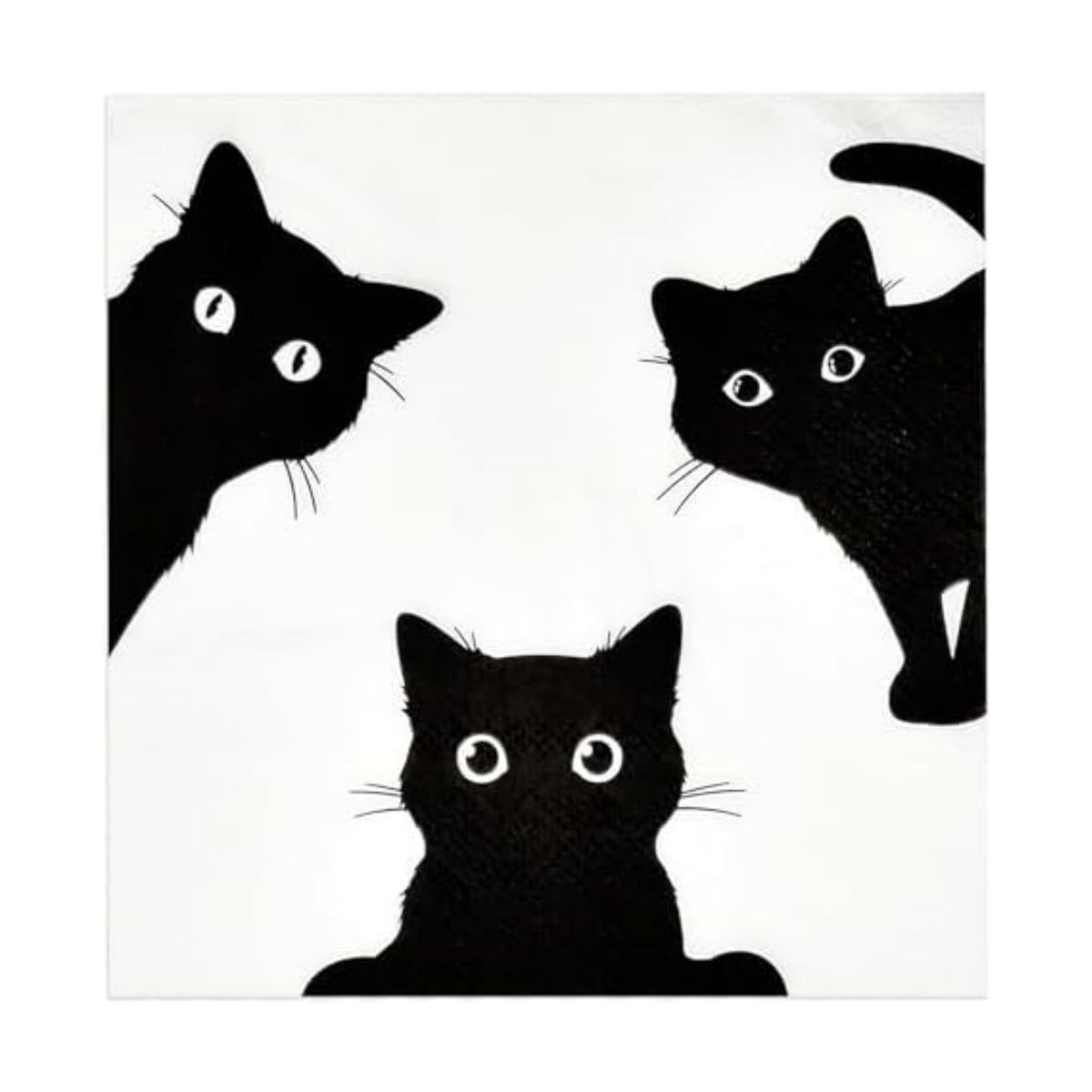 100 Halloween Black Cats Cocktail Beverage Napkins Spooky Cat Disposable