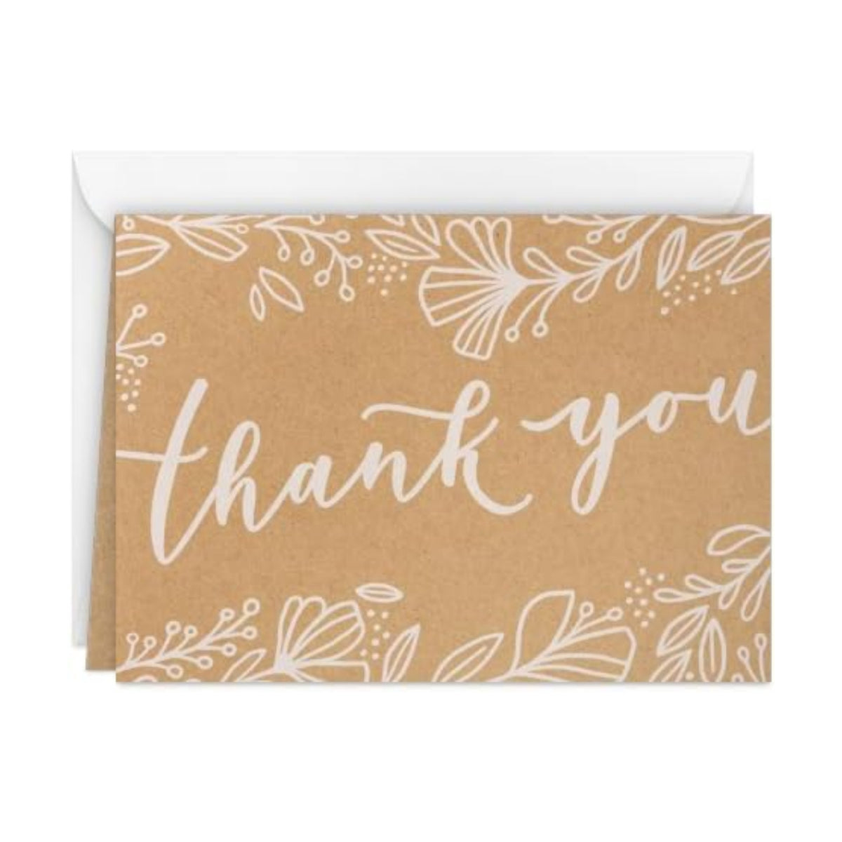 Hallmark Bulk Wedding Thank You Cards, 100-Pack (Kraft, Flowers)