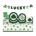 98PCS St Patrick's Day Party Supplies Green Irish Shamrock Tableware Set Lucky Shamrock Birthday Party Supplies St Patrick's Day Party Decorations Irish Shamrock Paper Plates and Napkins for 16 Guests
