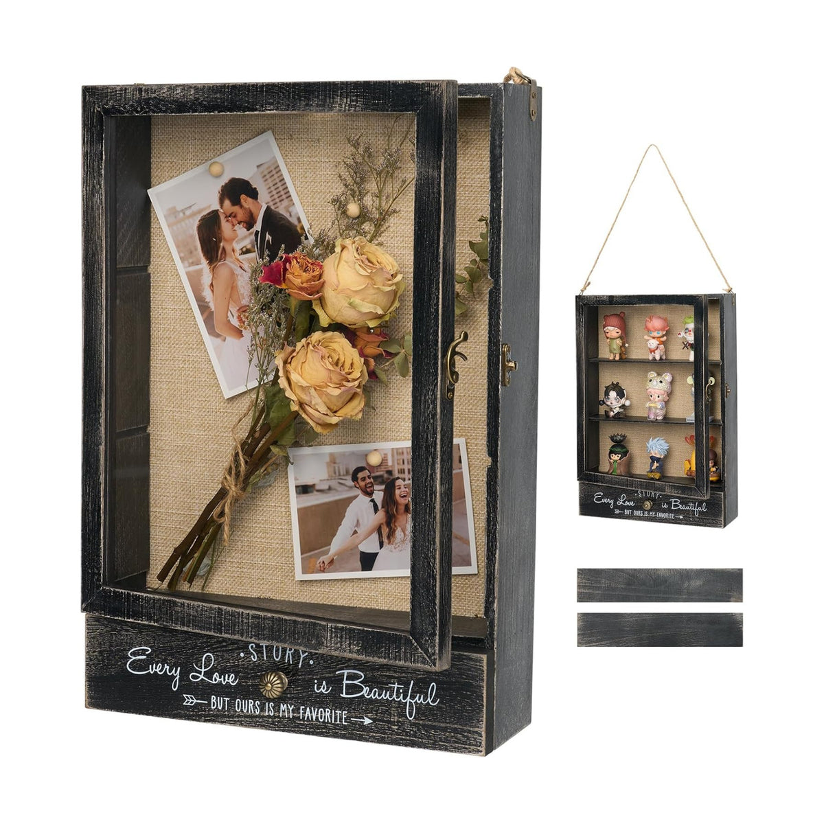 AW Bridal 11x16 Large Shadow Box Display Case, Bridal Shower Gifts, Black