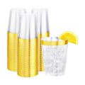 I00000 60 Pack Gold Plastic Cups, 10 OZ Clear Plastic Cups