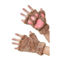OTPEH Cat Paw Gloves, Furry Bear Paws Fingerless Gloves for Cosplay Costume