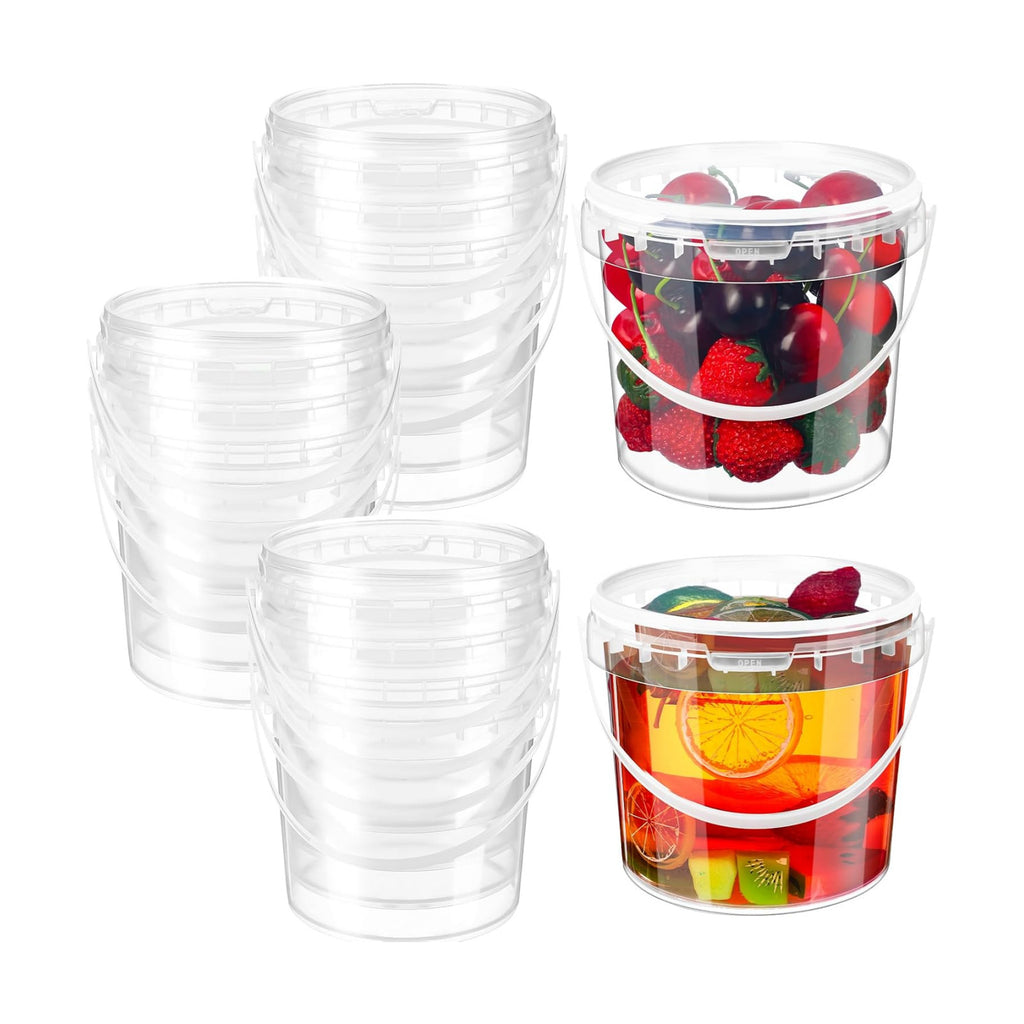 Funnymoom 20 Pack 48 oz Clear Buckets with Lids and Handles