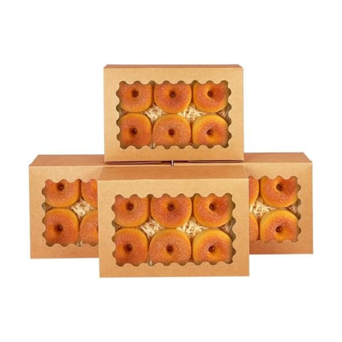 qiqee 50Pcs Brown Cookie Box with Window 9x6x2.5 inch Pastry Macaron Bakery Box For Packaging